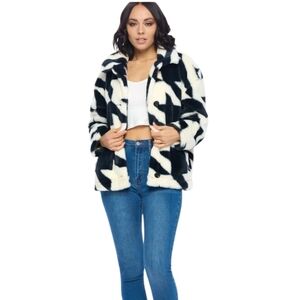 Women's Ci Sono Faux Fur Houndstooth Jacket Sz Medium